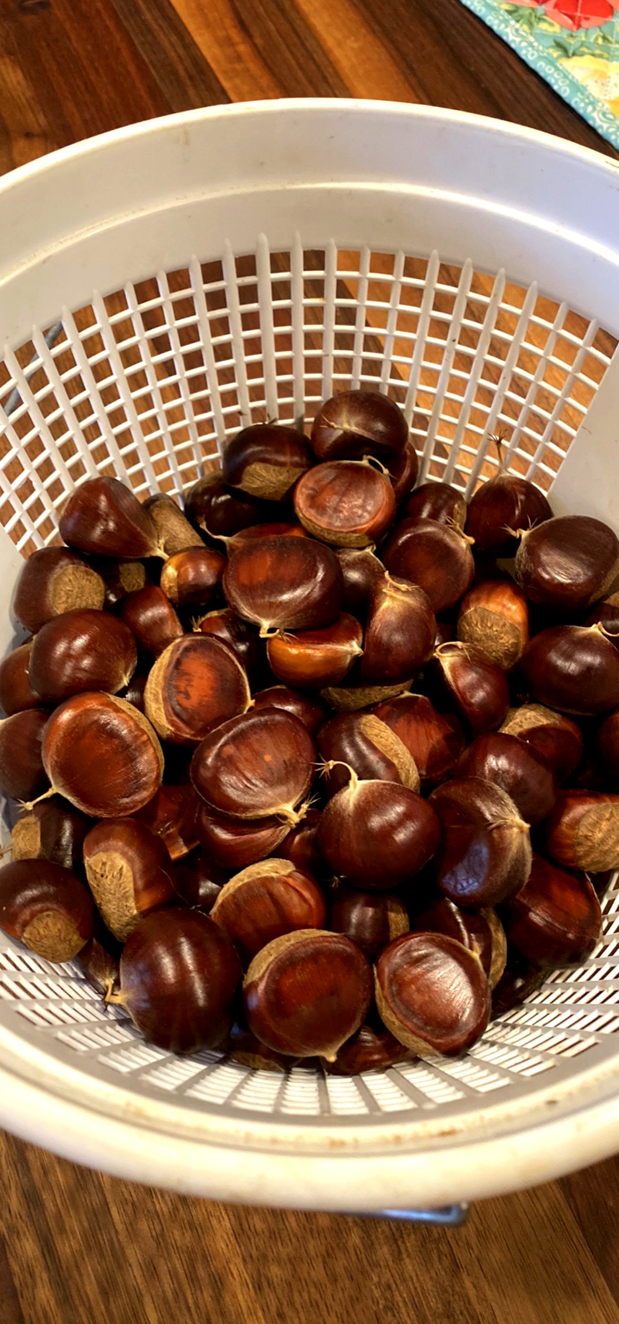 Fresh chestnuts in a basket